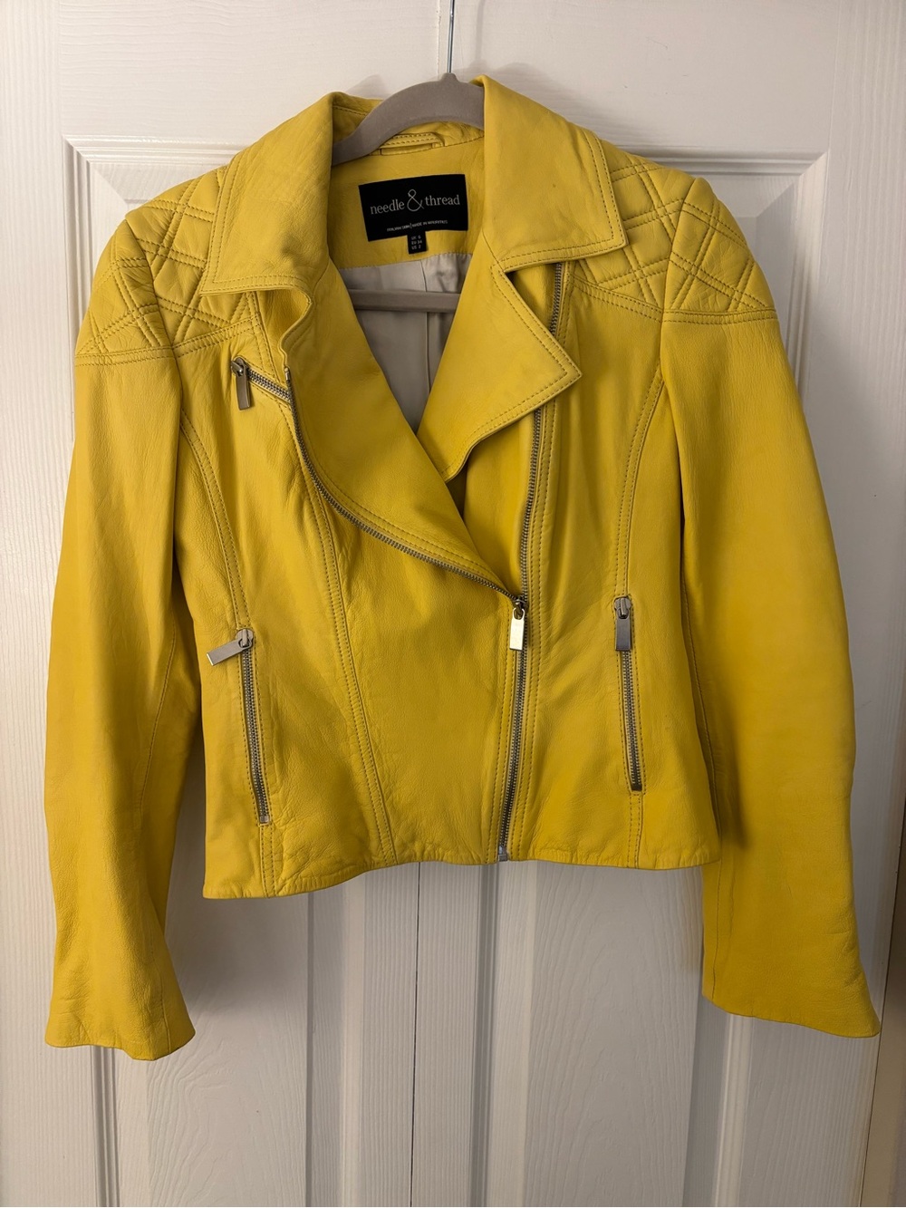 Needle & Thread Heritage Leather Jacket in Mustard Yellow 💛 - Picture 4 of 7